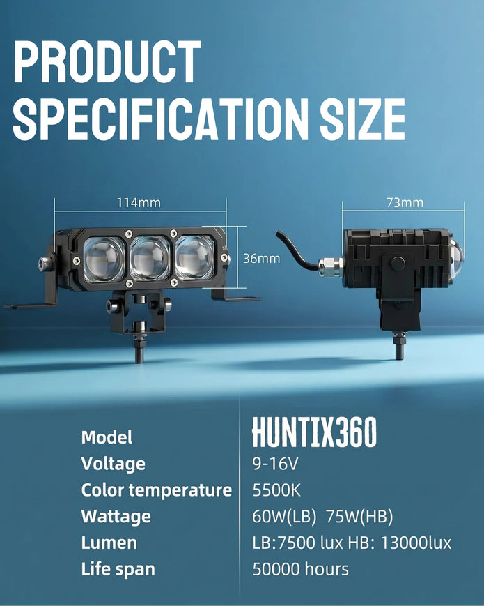 Huntix360™ 75W LED Off-Road Spotlights (Super Bright 5500K, Waterproof)